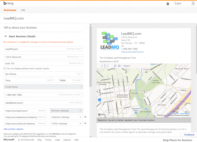 LeadMQ on Bing Places